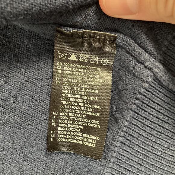 H&M Cardigan Sweater Mens XL Blue Red White Button Up Lightweight Organic Cotton - Picture 6 of 14